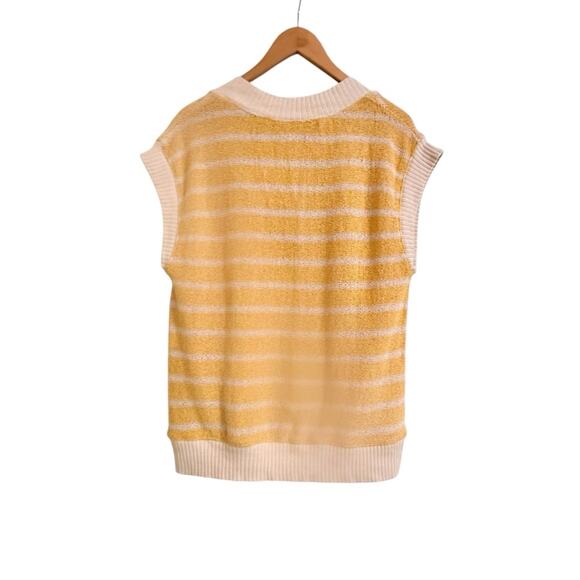Zara Knit Yellow Striped Oversized Vest Size Small - Picture 2 of 5